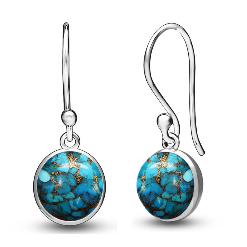 8*8 MM Round - Blue Copper Turquoise Earrings - CB-E905BCT Catalogue