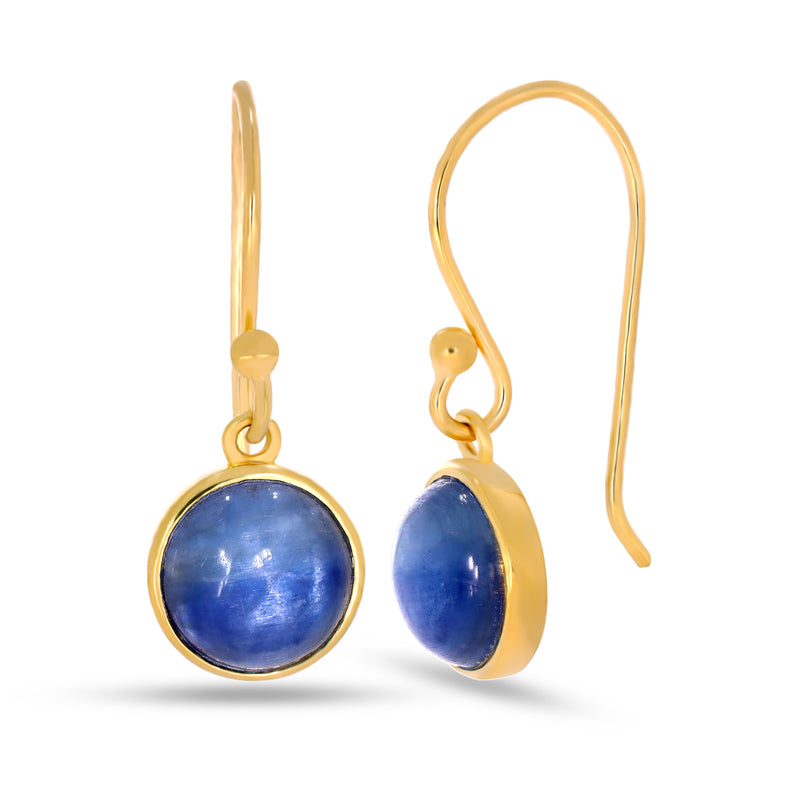 8*8 MM Round - 18k Gold Vermeil - Kyanite Earrings - CB-E905G-K Catalogue