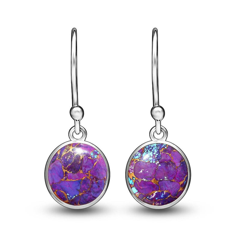 8*8 MM Round - Purple Copper Turquoise Earrings - CB-E905PCT Catalogue