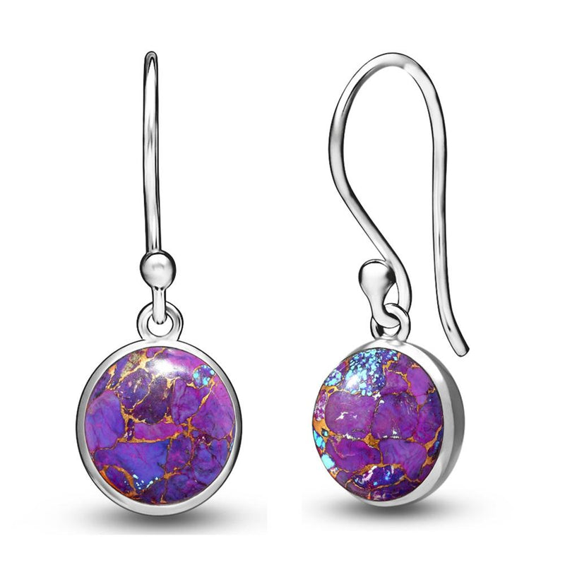 8*8 MM Round - Purple Copper Turquoise Earrings - CB-E905PCT Catalogue