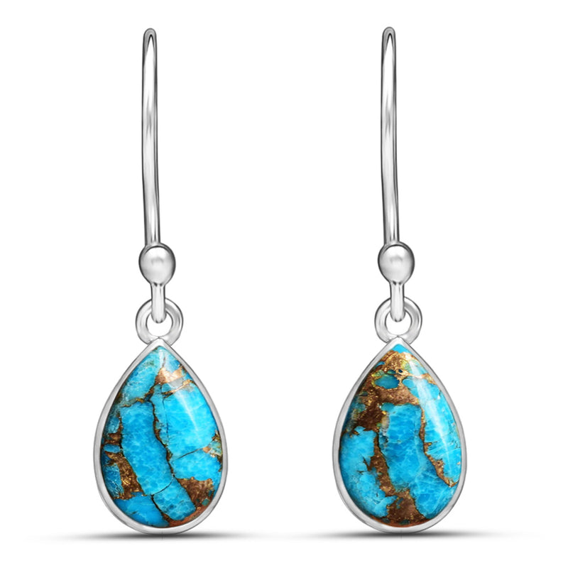 10*7 MM Pear - Blue Copper Turquoise Earrings - CB-E906BCT Catalogue