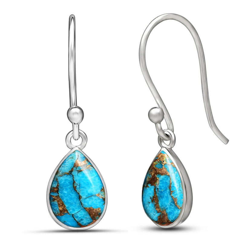 10*7 MM Pear - Blue Copper Turquoise Earrings - CB-E906BCT Catalogue