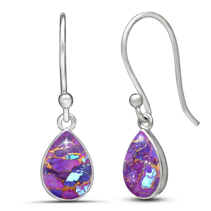 10*7 MM Pear - Purple Copper Turquoise Earrings - CB-E906PCT Catalogue