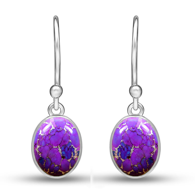 7*9 MM Oval - Purple Copper Turquoise Earrings - CB-E907PCT Catalogue