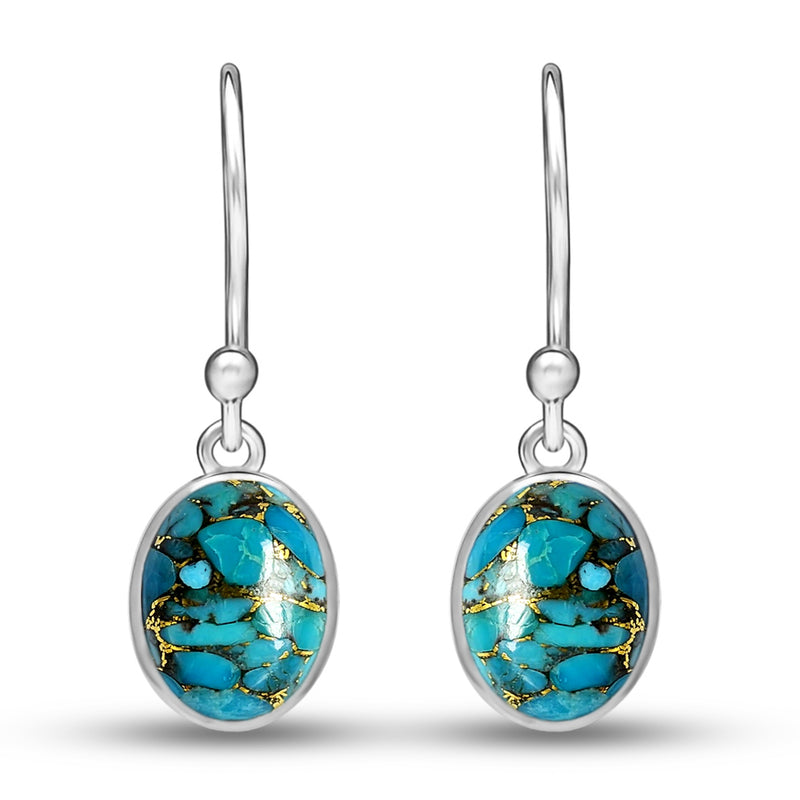 7*9 MM Oval - Blue Copper Turquoise Earrings - CB-E907BCT Catalogue
