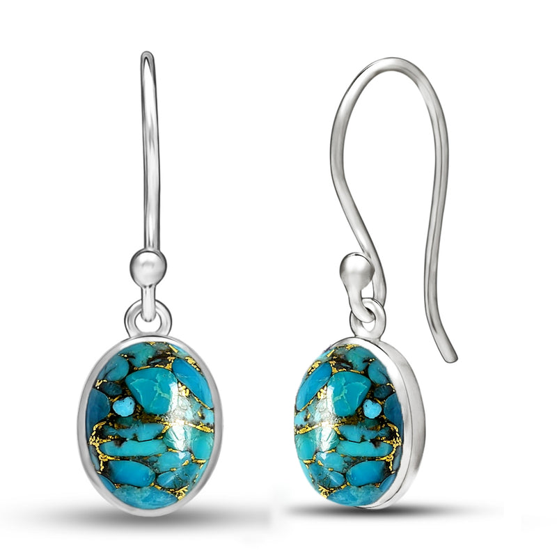 7*9 MM Oval - Blue Copper Turquoise Earrings - CB-E907BCT Catalogue