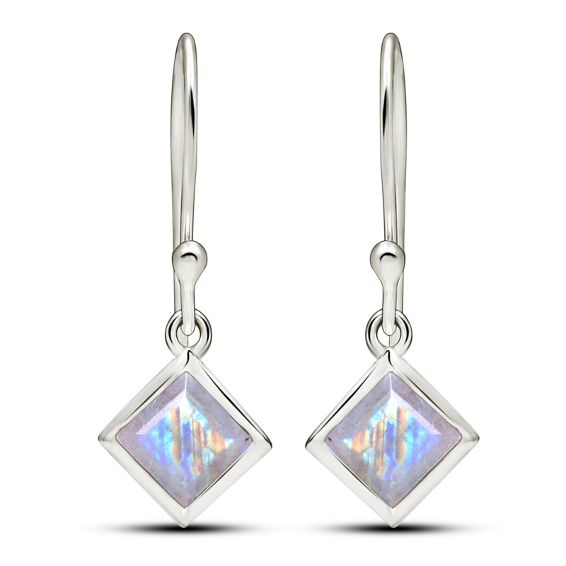 5*5 MM Square - Rainbow Moonstone Faceted Earrings - CB-E916RMF Catalogue