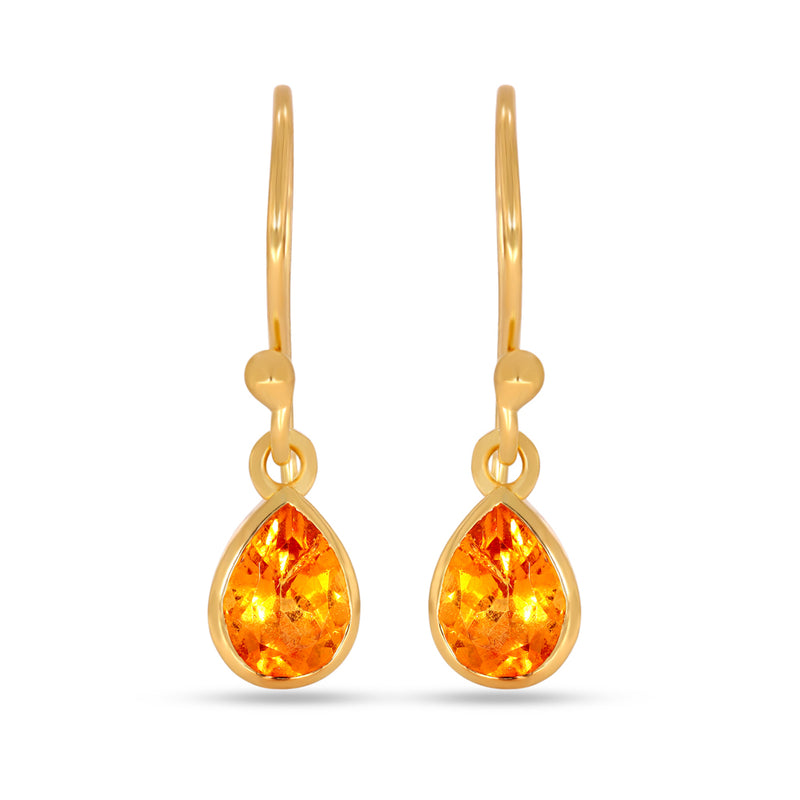 7*5 MM Pear - 18k Gold Vermeil - Mandarin Garnet Faceted Earrings - CB-E917G-OGF Catalogue