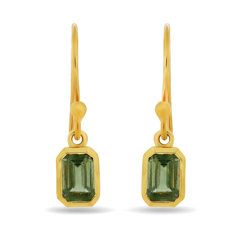 6*4 MM Octo - 18k Gold Vermeil - Moldavite Faceted Earrings - CB-E919G-MDF Catalogue