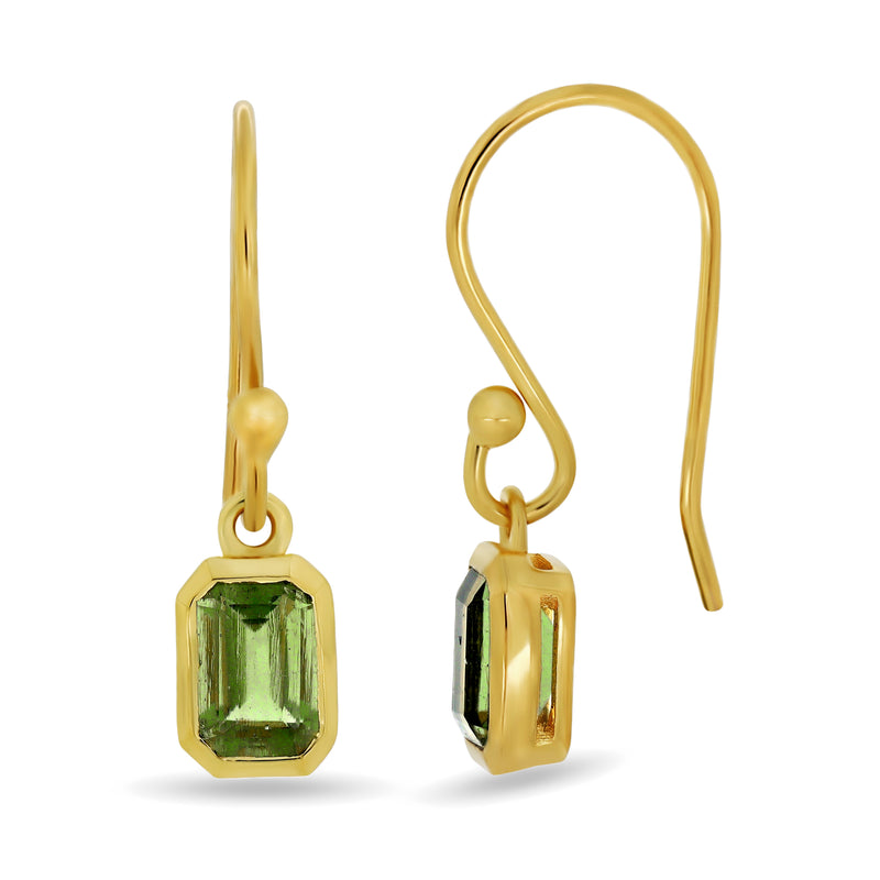 6*4 MM Octo - 18k Gold Vermeil - Moldavite Faceted Earrings - CB-E919G-MDF Catalogue