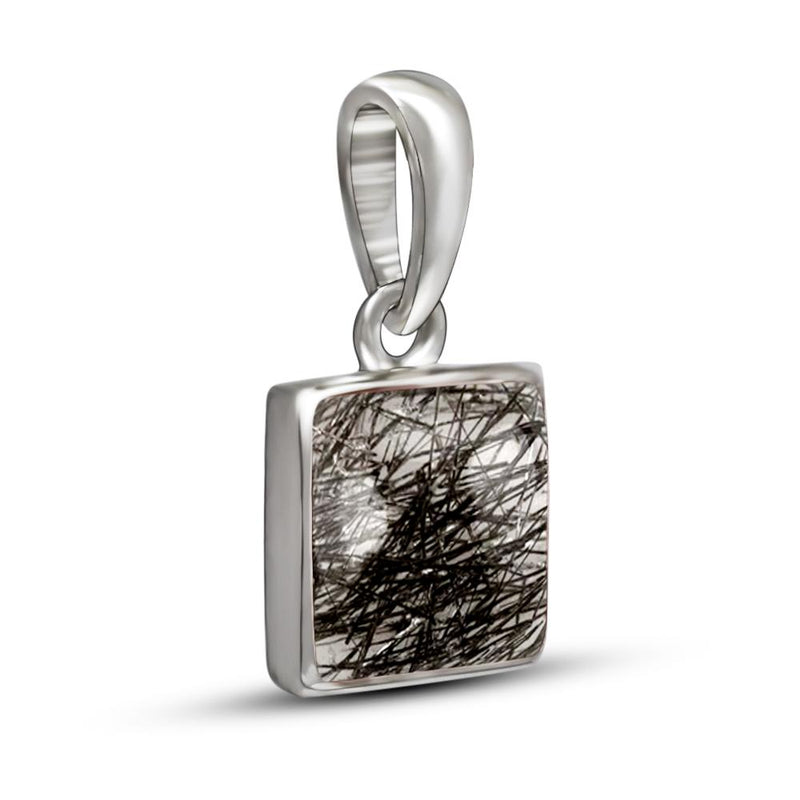 7*7 MM Square - Black Rutilated Quartz Pendants - CB-P703BR Catalogue
