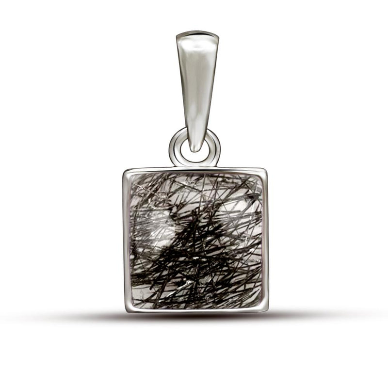 7*7 MM Square - Black Rutilated Quartz Pendants - CB-P703BR Catalogue