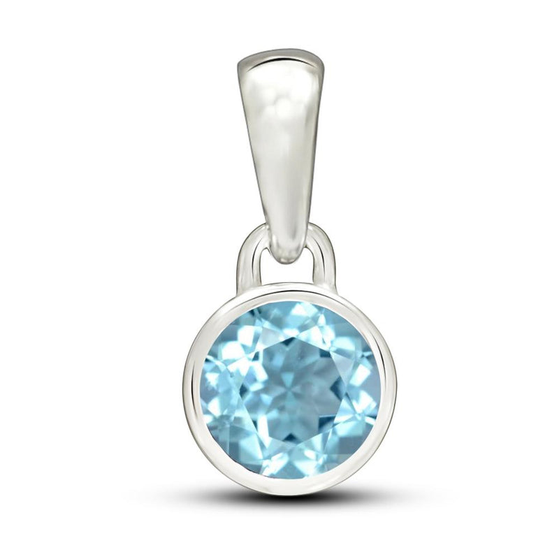 5*5 MM Round - Blue Topaz Pendants - CB-P708BT Catalogue