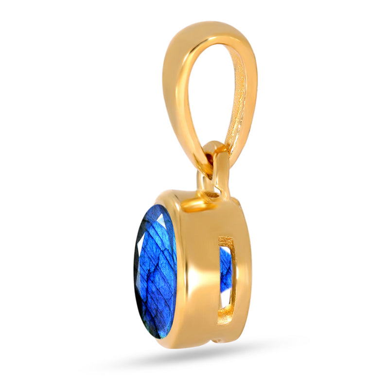 5*5 MM Round - 18k Gold Vermeil - Labradorite Faceted Pendants - CB-P708G-LBF Catalogue