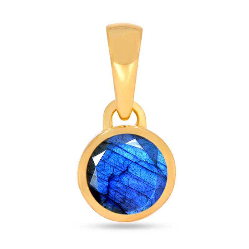 5*5 MM Round - 18k Gold Vermeil - Labradorite Faceted Pendants - CB-P708G-LBF Catalogue