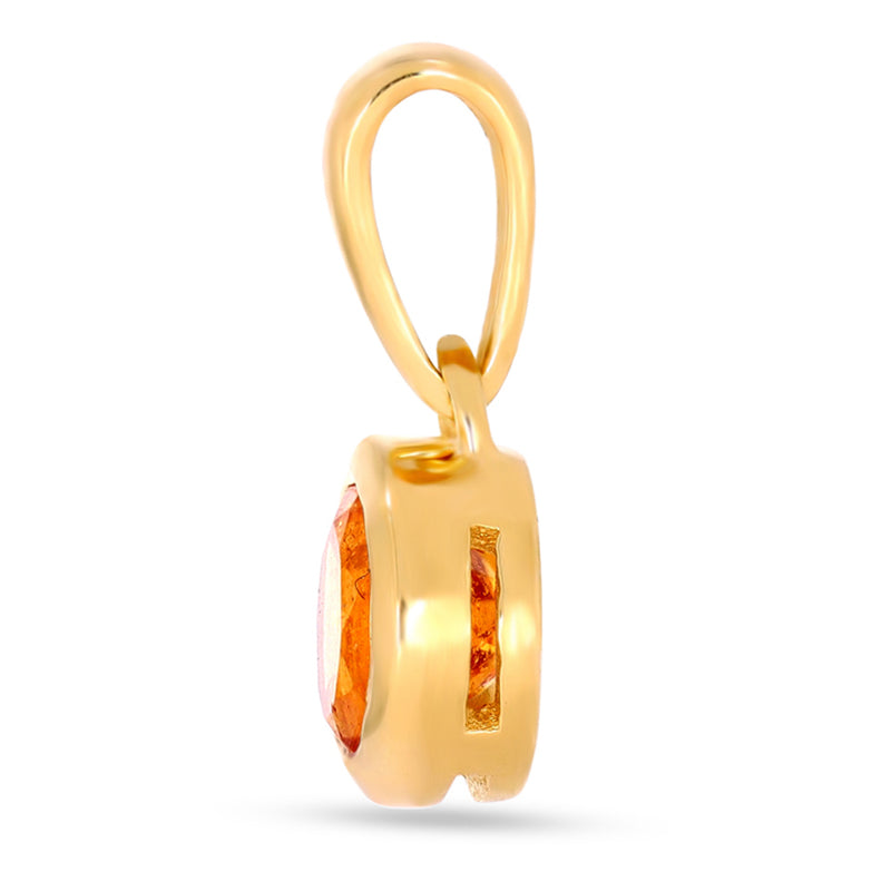 5*5 MM Round - 18k Gold Vermeil - Mandarin Garnet Faceted Pendants - CB-P708G-OGF Catalogue