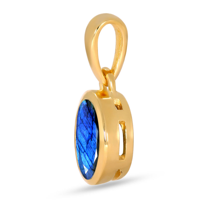 7*5 MM Oval - 18k Gold Vermeil - Labradorite Faceted Pendants - CB-P709G-LBF Catalogue