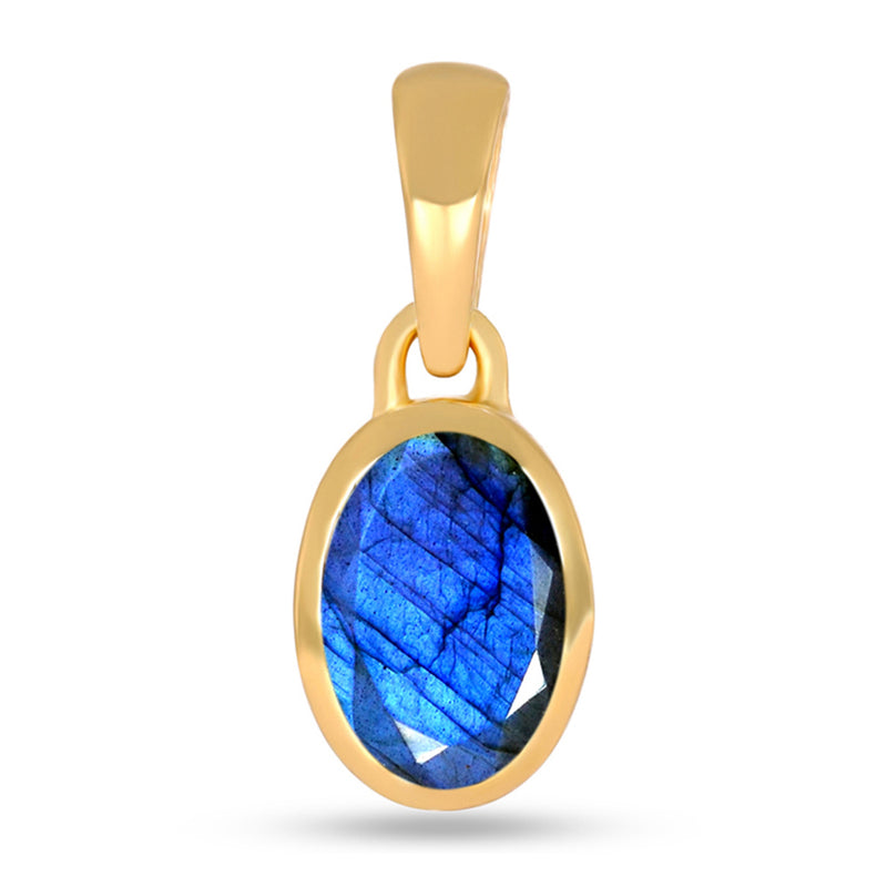7*5 MM Oval - 18k Gold Vermeil - Labradorite Faceted Pendants - CB-P709G-LBF Catalogue