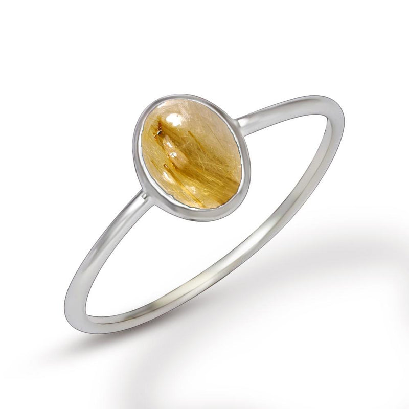 7*5 MM Oval - Golden Rutile Ring - CB-R801GR Catalogue
