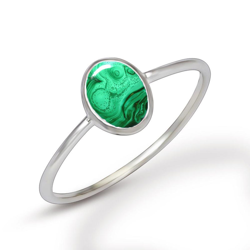 7*5 MM Oval - Malachite Jewelry Ring - CB-R801MLA Catalogue
