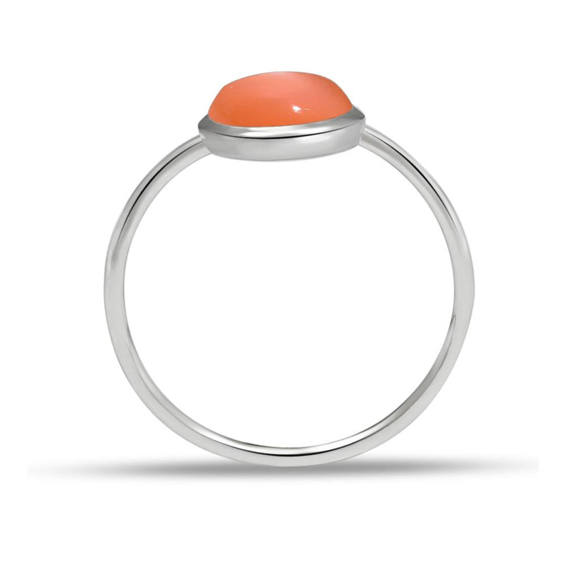 5*5 MM Round - Peach Moonstone Ring - CB-R802PM Catalogue