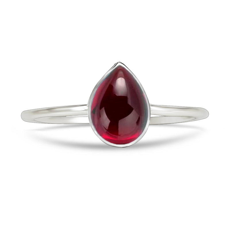 7*5 MM Pear - Garnet Cabochon Ring - CB-R803GC Catalogue