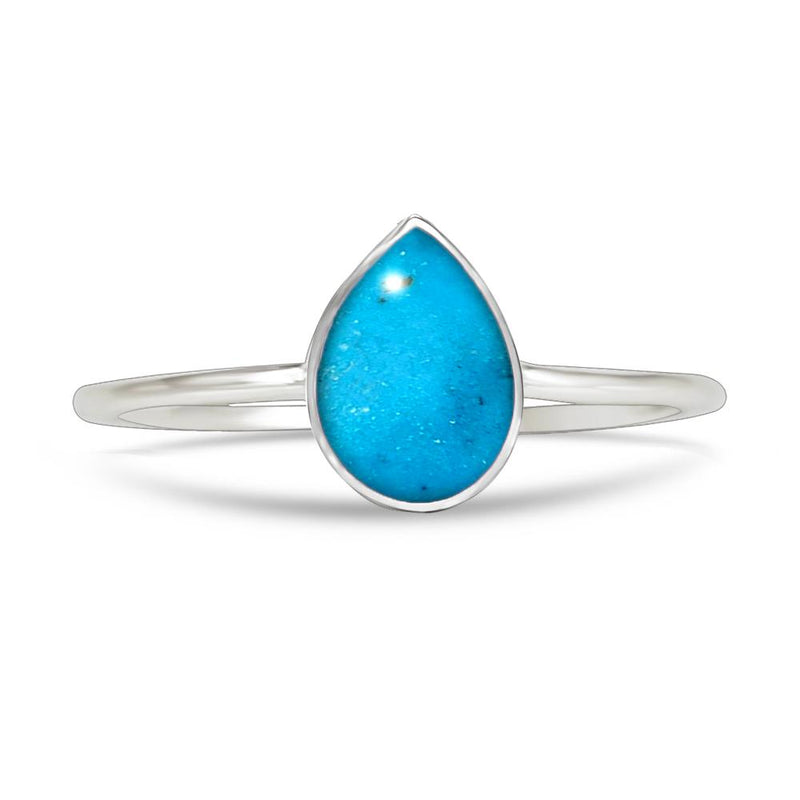 7*5 MM Pear - Natural Kingman Turquoise Ring - CB-R803KMT Catalogue