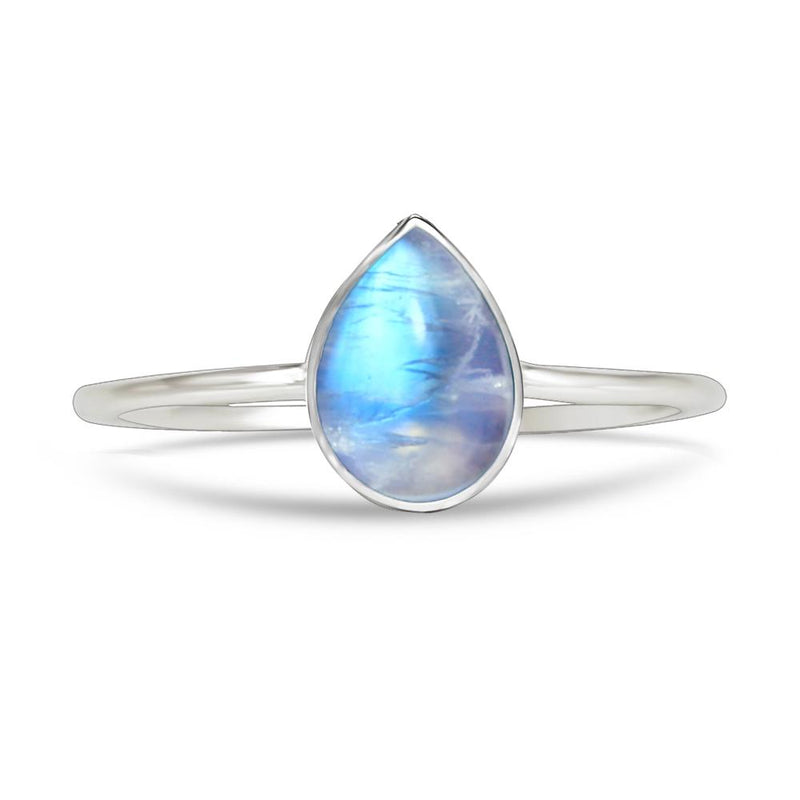 7*5 MM Pear - Rainbow Moonstone Ring - CB-R803RM Catalogue