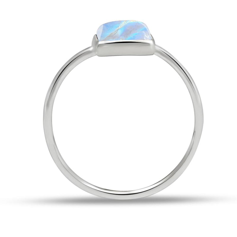 6*6 MM Square - Rainbow Moonstone Ring - CB-R805RM Catalogue