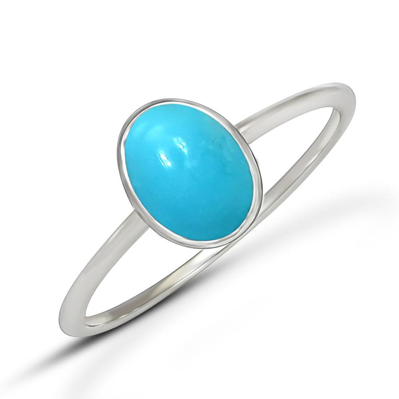 8*6 MM Oval - Natural Kingman Turquoise Ring - CB-R808KMT Catalogue