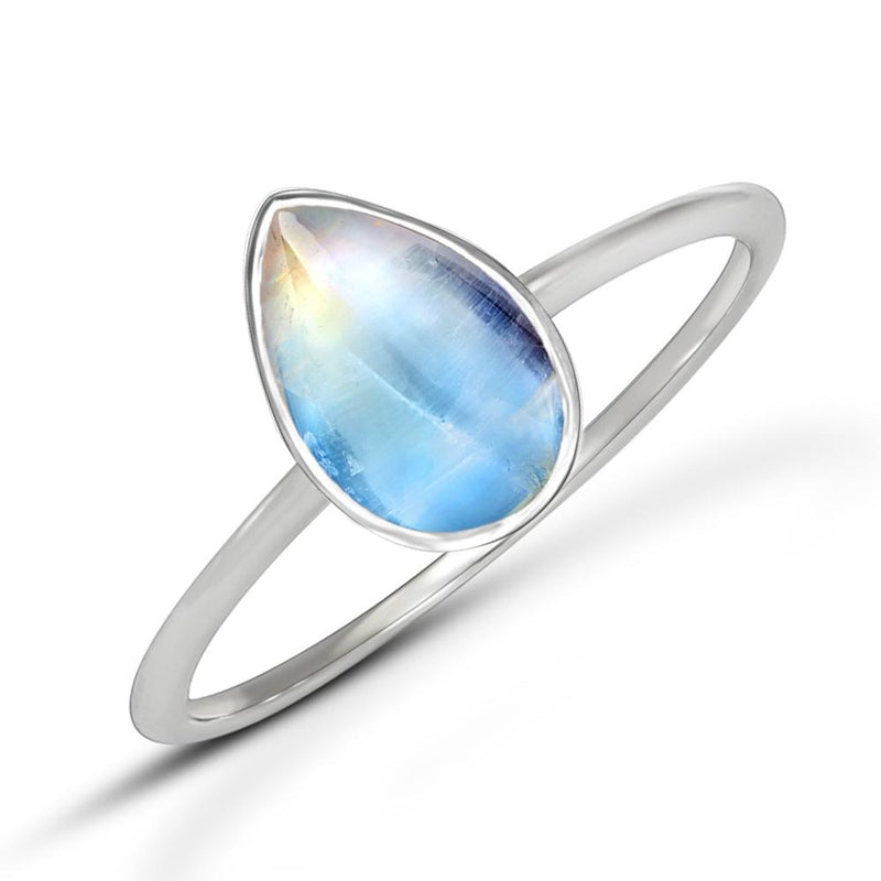9*6 MM Pear - Rainbow Moonstone - Cabochon Jewelry Ring - CB-R810RM Catalogue
