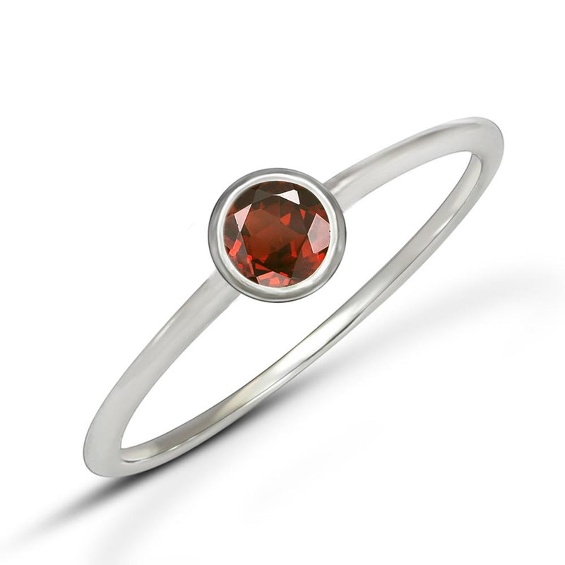 4*4 MM Round - Garnet Faceted Ring - CB-R813GRF Catalogue