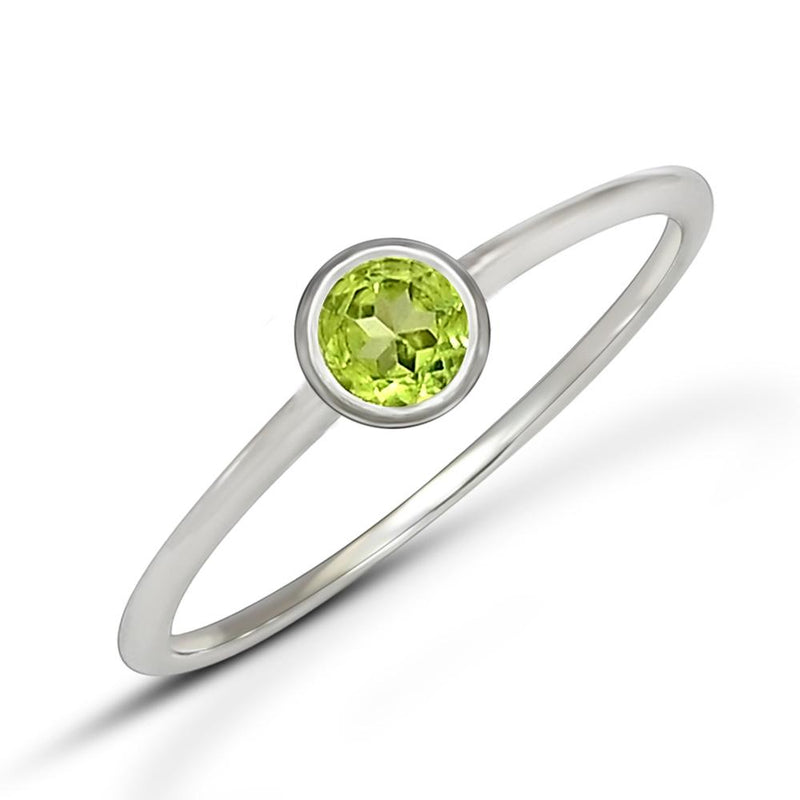 4*4 MM Round - Peridot Faceted Ring - CB-R813P Catalogue