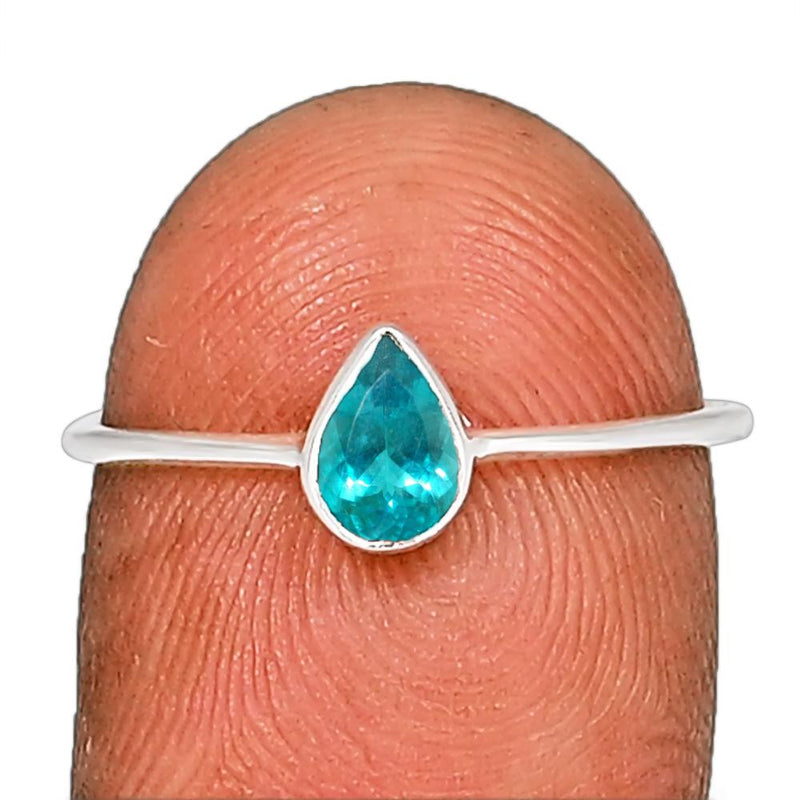 6*4 MM Pear - Neon Blue Apatite Faceted Ring - CB-R819NBF Catalogue