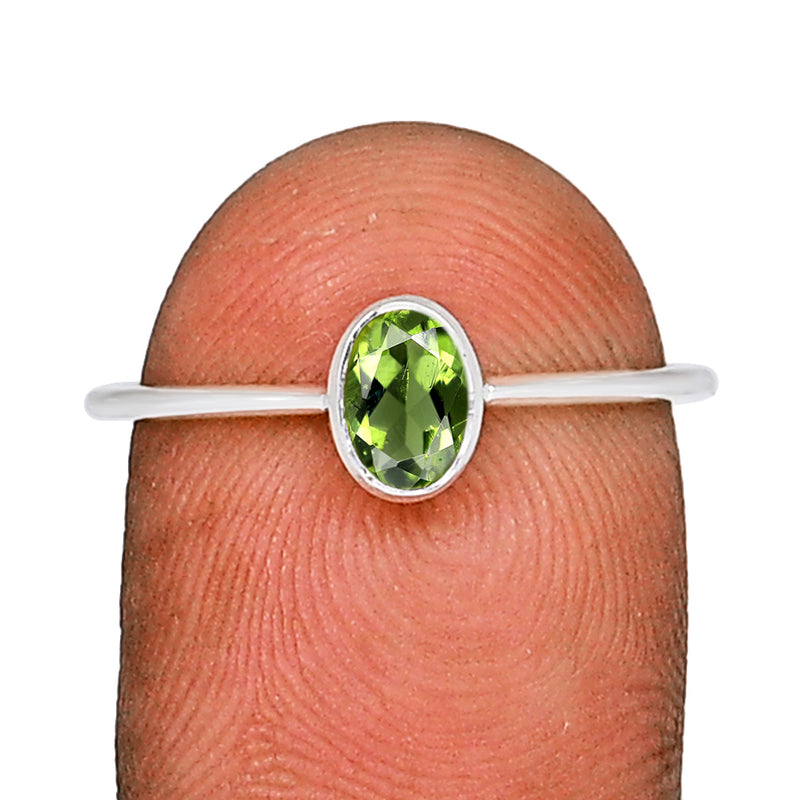 6*4 MM Oval - Moldavite Faceted Ring - CB-R820MDF Catalogue