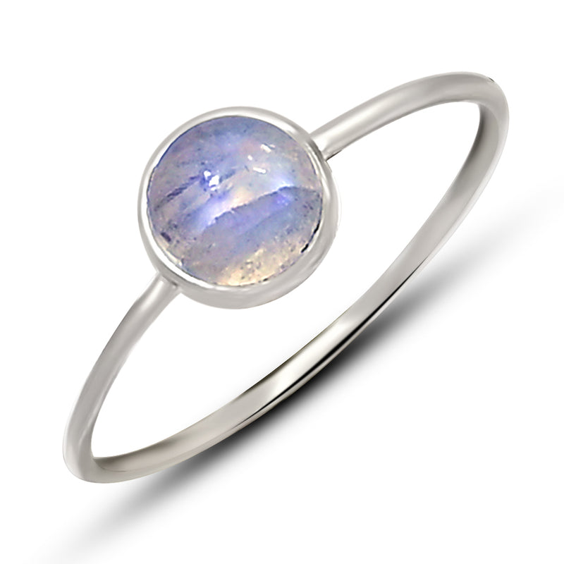 6*6 MM Round - Rainbow Moonstone Ring - CB-R821RM Catalogue