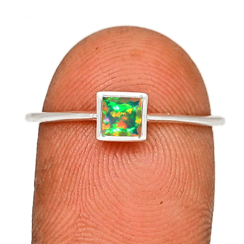 4*4 MM Square - Ethiopian Opal Faceted Ring - CB-R824EOF Catalogue