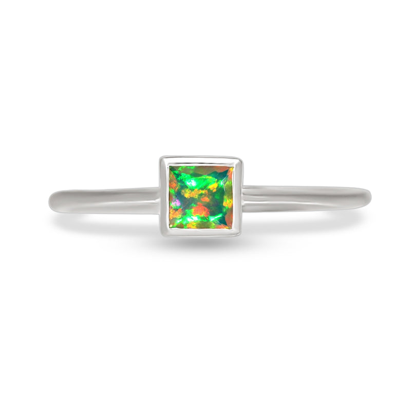 4*4 MM Square - Ethiopian Opal Faceted Ring - CB-R824EOF Catalogue