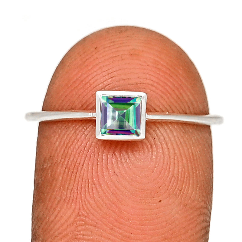 4*4 MM Square - Mystic Topaz Ring - CB-R824MT Catalogue