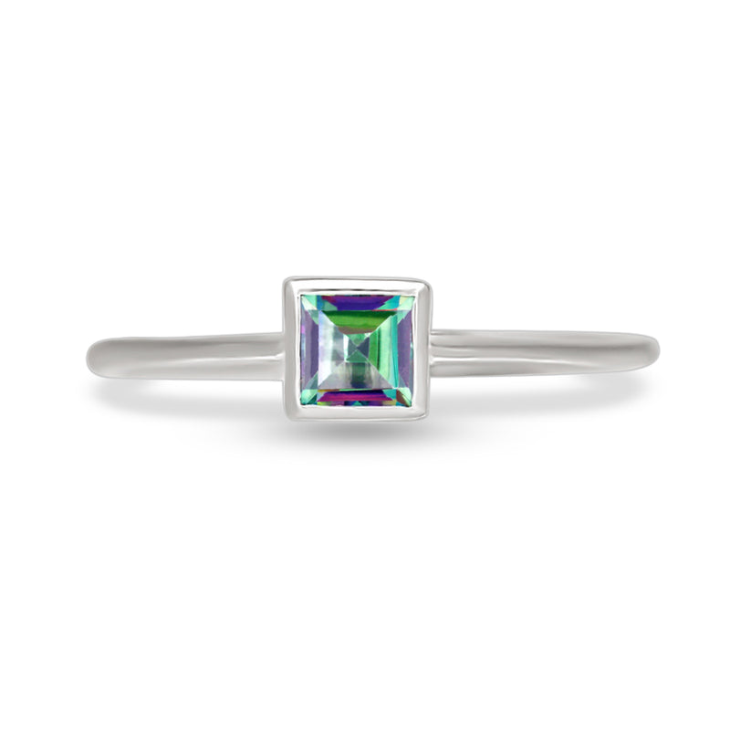 4*4 MM Square - Mystic Topaz Ring - CB-R824MT Catalogue
