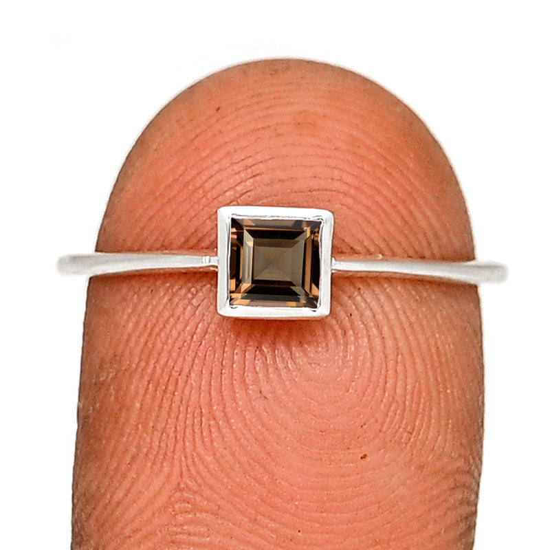 4*4 MM Square - Smokey Quartz Ring - CB-R824SQ Catalogue