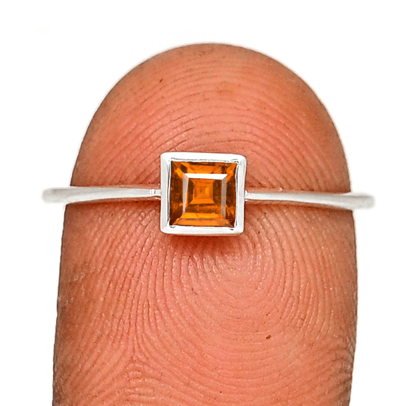 4*4 MM Square - Mandarin Garnet Faceted Ring - CB-R824OGF Catalogue
