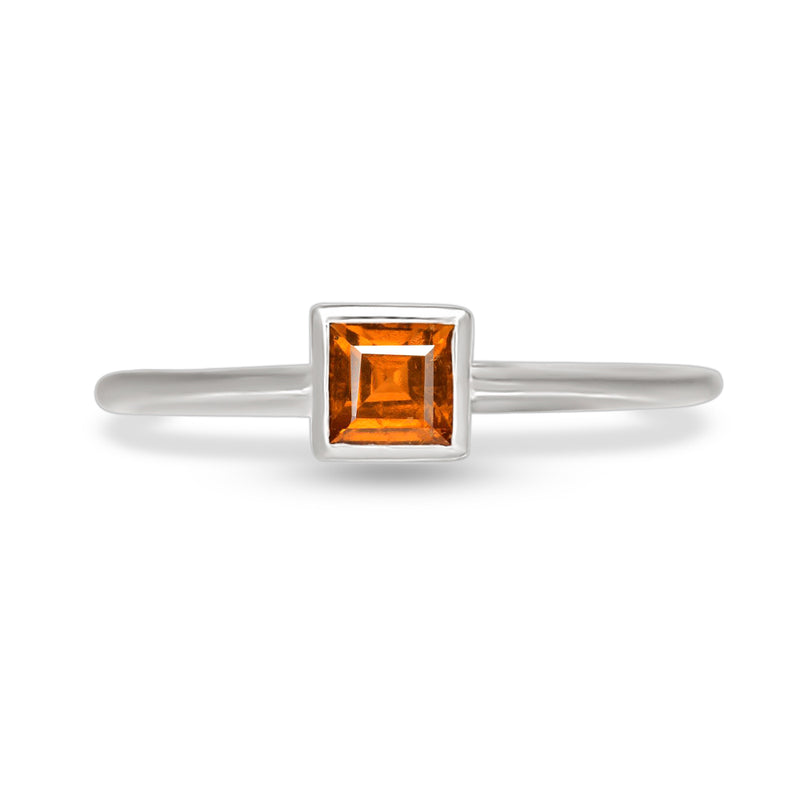 4*4 MM Square - Mandarin Garnet Faceted Ring - CB-R824OGF Catalogue