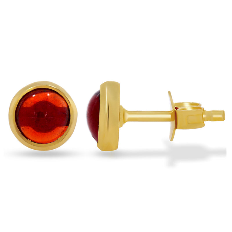 5*5 MM Round - 18k Gold Vermeil - Garnet Cabochon Stud - CB-S601G-GC Catalogue