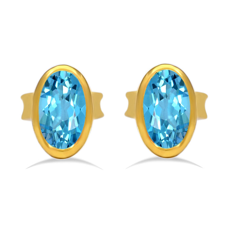 5*3 MM Oval - 18k Gold Vermeil - Blue Topaz Stud - CB-S612G-BT Catalogue