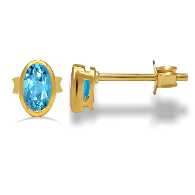 5*3 MM Oval - 18k Gold Vermeil - Blue Topaz Stud - CB-S612G-BT Catalogue
