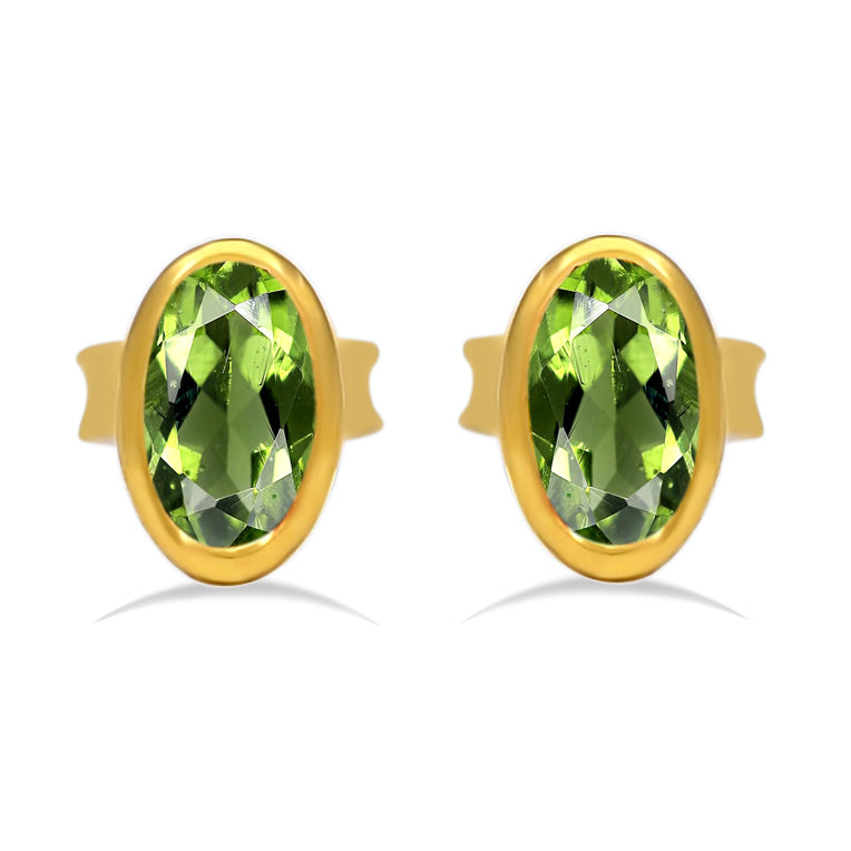 5*3 MM Oval - 18k Gold Vermeil - Moldavite Faceted Stud - CB-S612G-MDF Catalogue