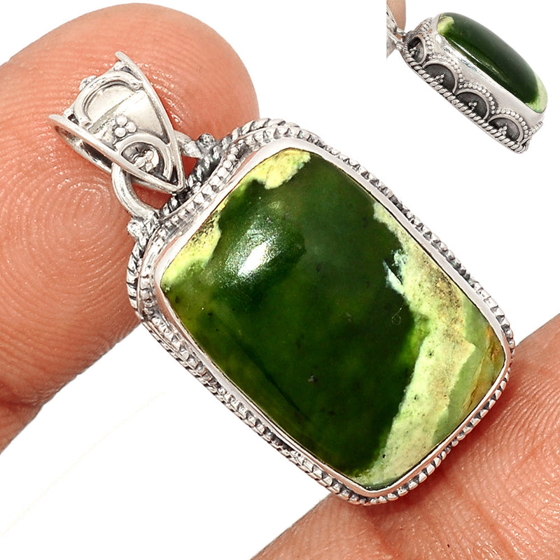1.3" Fine Filigree - Chrome Chalcedony Pendants - CCDP163