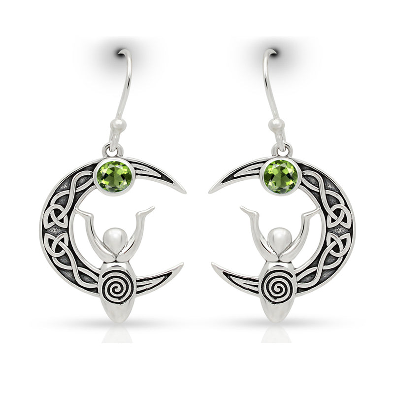 1.5" Celtic Goddess Moon - Moldavite Faceted Earrings - CCE503-MDF Catalogue