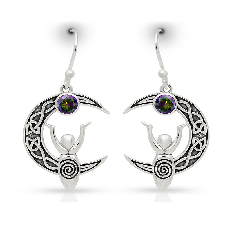 1.5" Celtic Goddess Moon - Mystic Topaz Earrings - CCE503-MT Catalogue